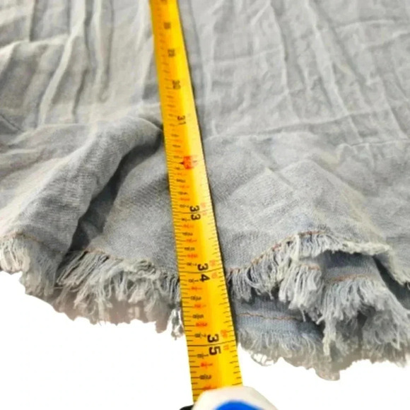 Umgee Blue Chambray Boho Short Sleeve Dress Faux Pockets - Picture 5 of 7